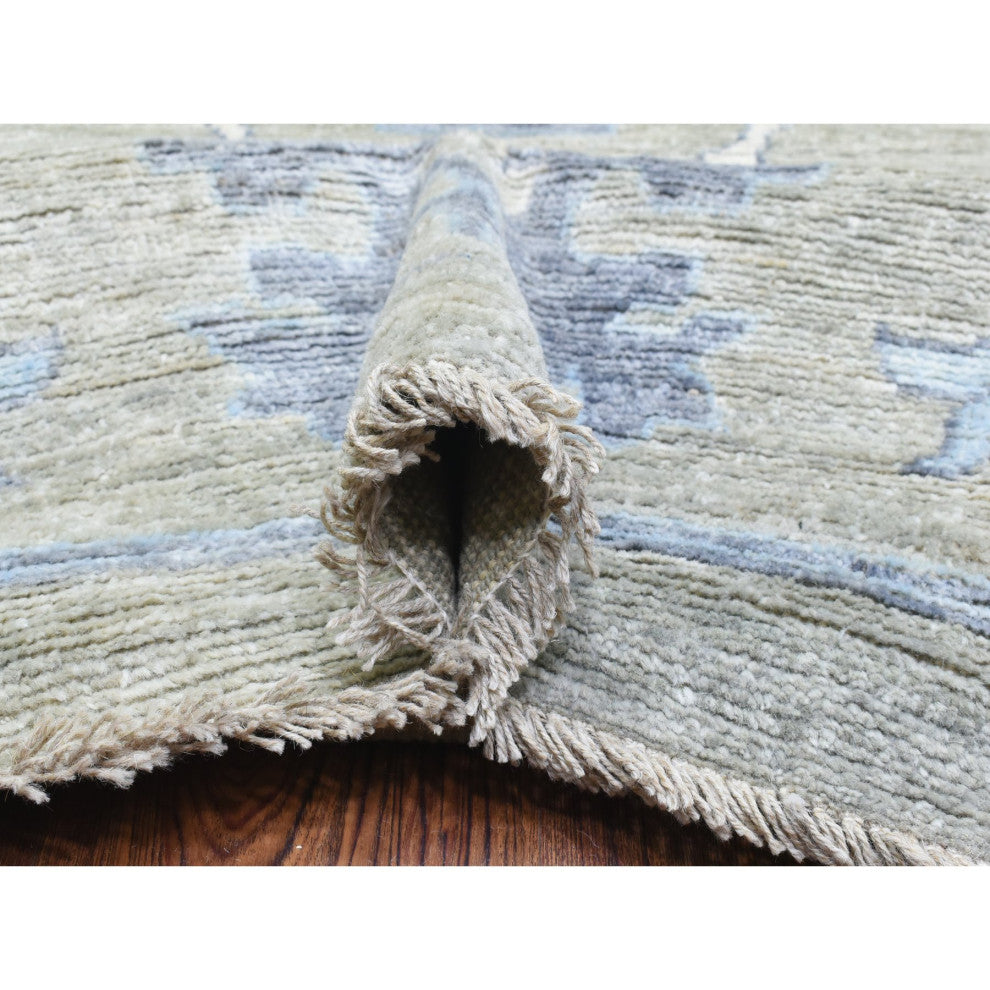 Gray Soft Wool Hand Knotted, Afghan Angora Oushak Oversize Rug, 14'0"x17'10"