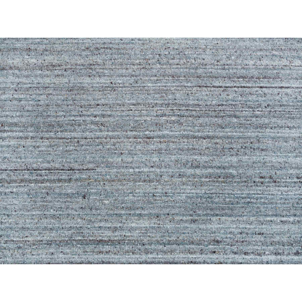 Arsenic Gray Hand Loomed Modern Striae Design Wool Oriental Rug, 8'1"x10'