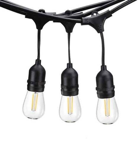 120V Commercial Outdoor Dimmable LED Light String, 24 Bulb / 49' Length