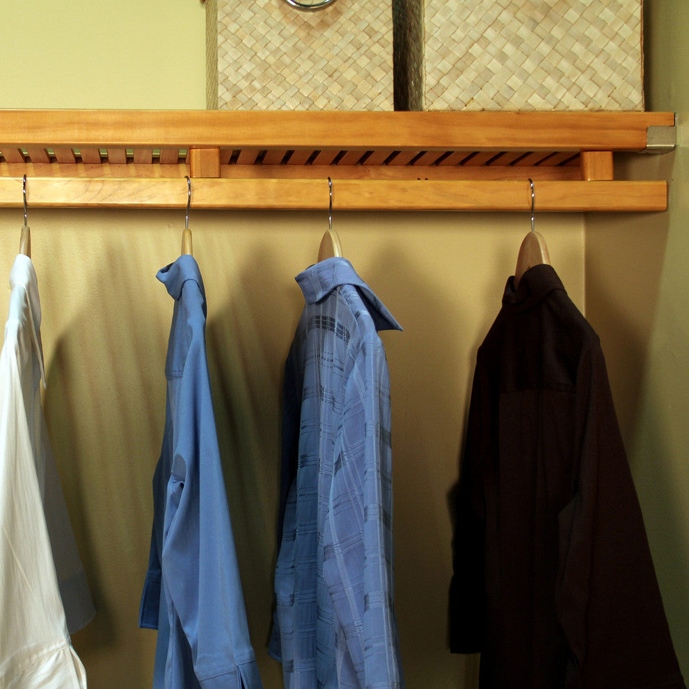 Solid Wood Reach-In Closet Organizer with hanging, Honey Maple