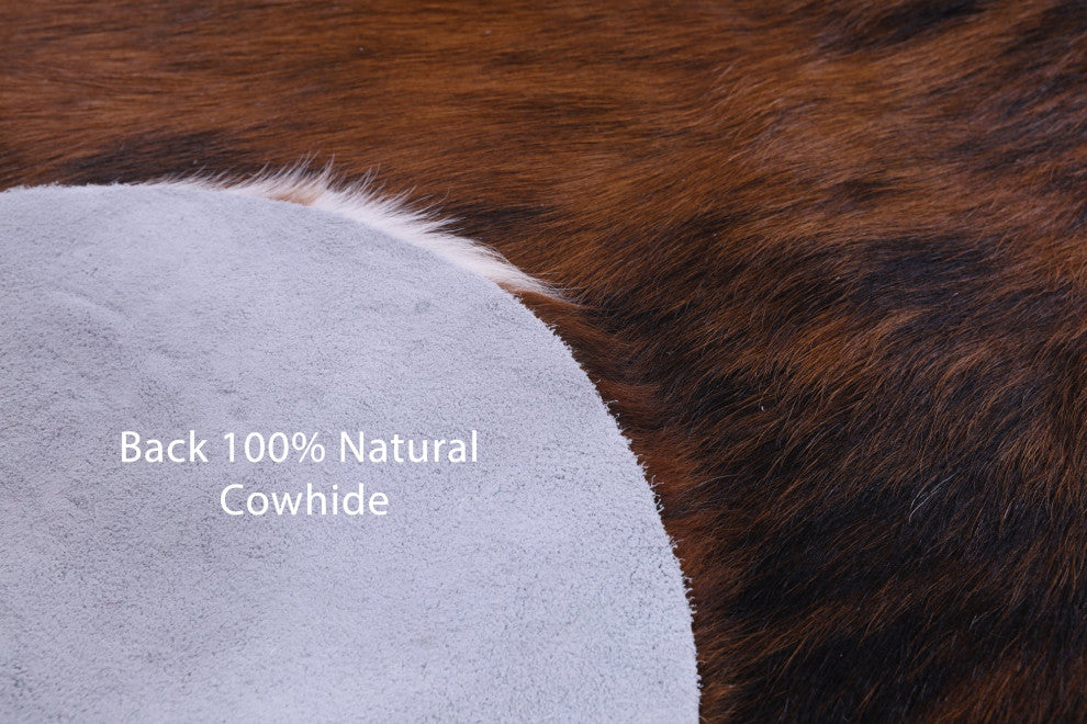 6' 5" X 5' 5" Brindle Natural Cowhide Rug C1912