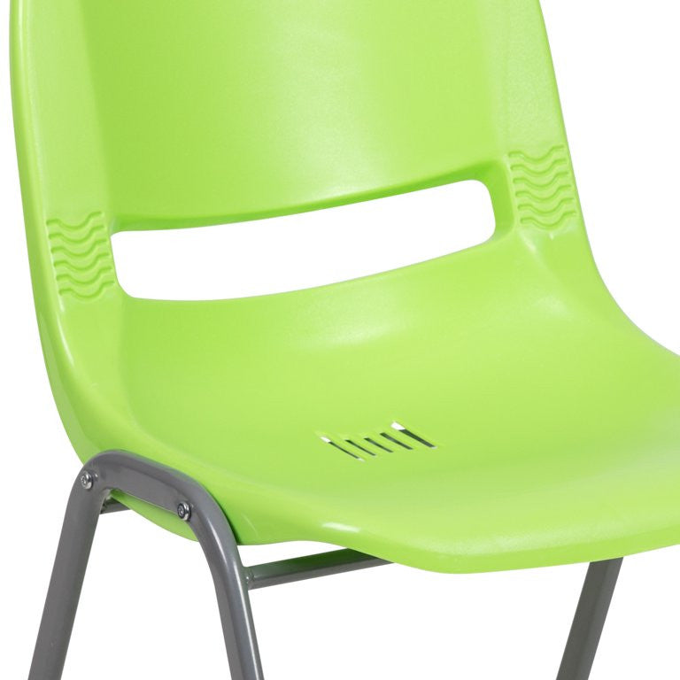 5 Pack Multipurpose Chair, Stackable Design With Plastic Seat & Back, Green