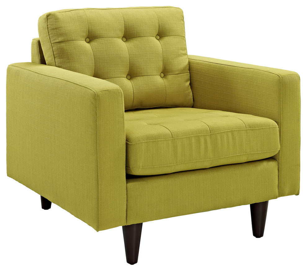 Modern Contemporary Living Room Armchair and Sofa, Wheatgrass, 2-Piece Set