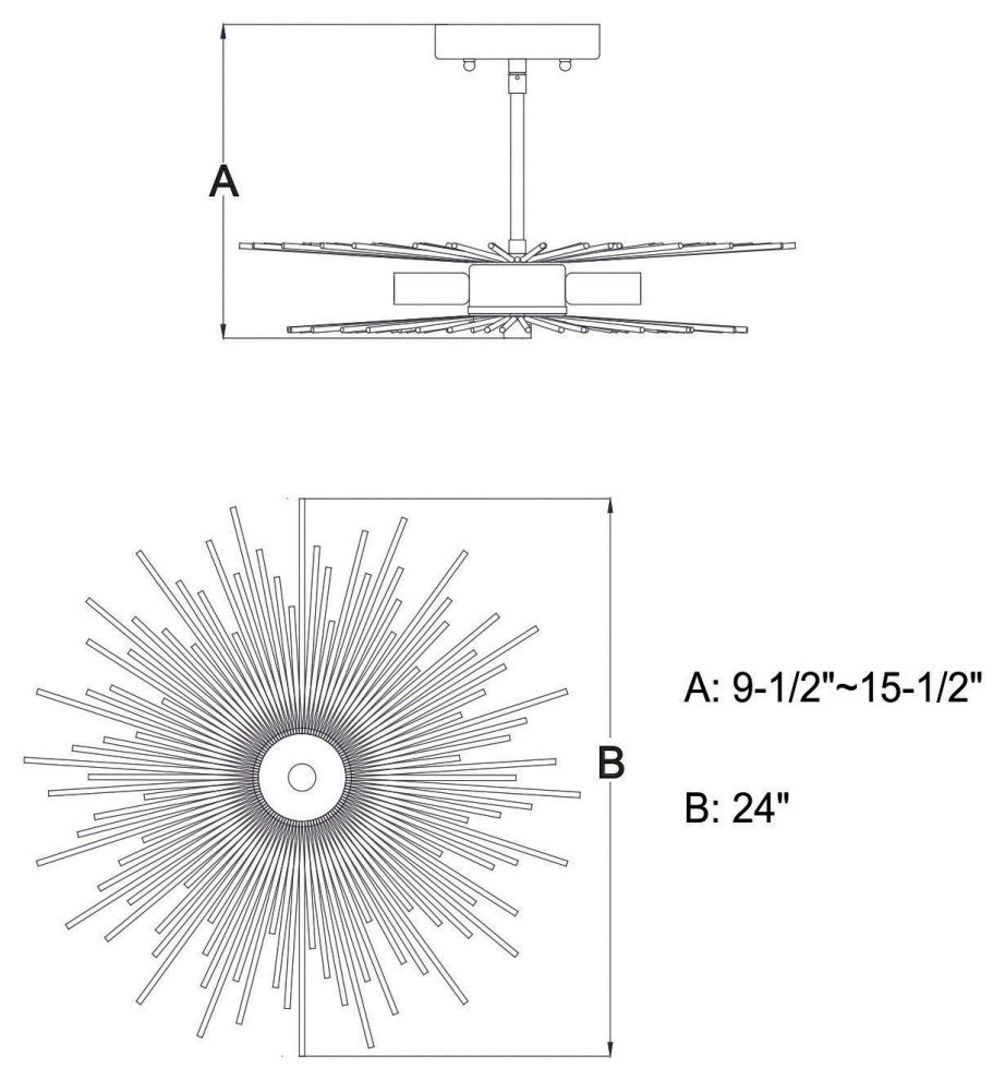 Vaxcel Lighting C0228 Nikko 6 Light 24"W Semi-Flush Ceiling - Gold