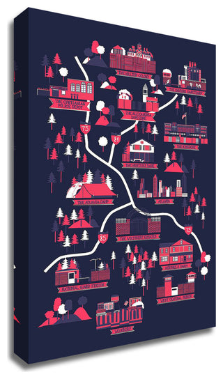 "The Walking Dead Map" by Robert Farkas, Print on Canvas, 14"x26"
