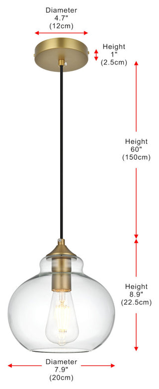 Elegant Lighting LD2245 Destry 8"W Mini Pendant - Satin Gold