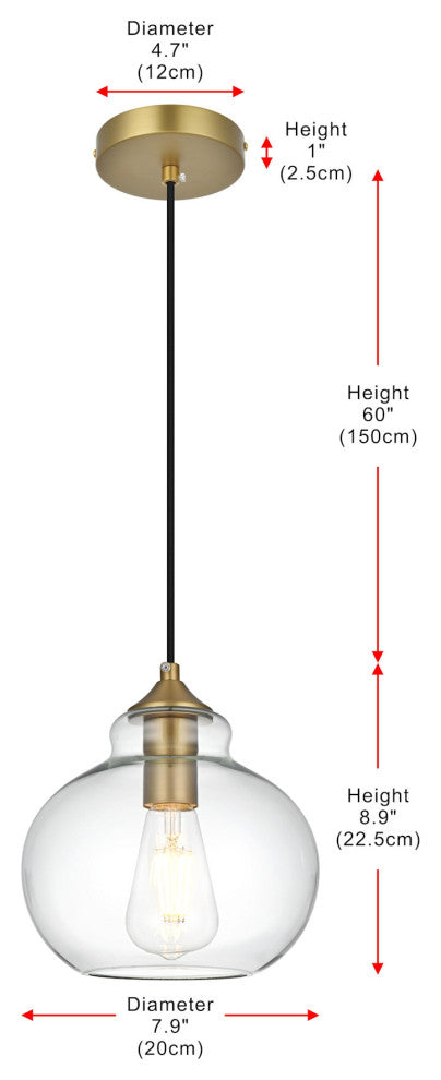 Elegant Lighting LD2245 Destry 8"W Mini Pendant - Satin Gold