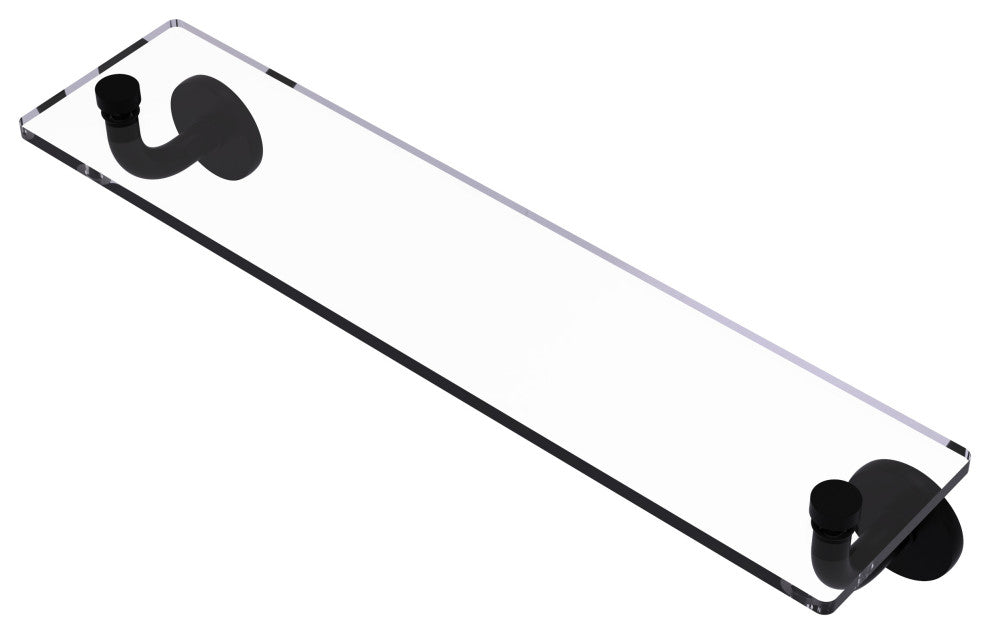 Remi 22" Glass Vanity Shelf with Beveled Edges, Matte Black