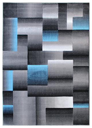 Elio Collection Color Blocked Area Rug, Blue, 6' X 9'