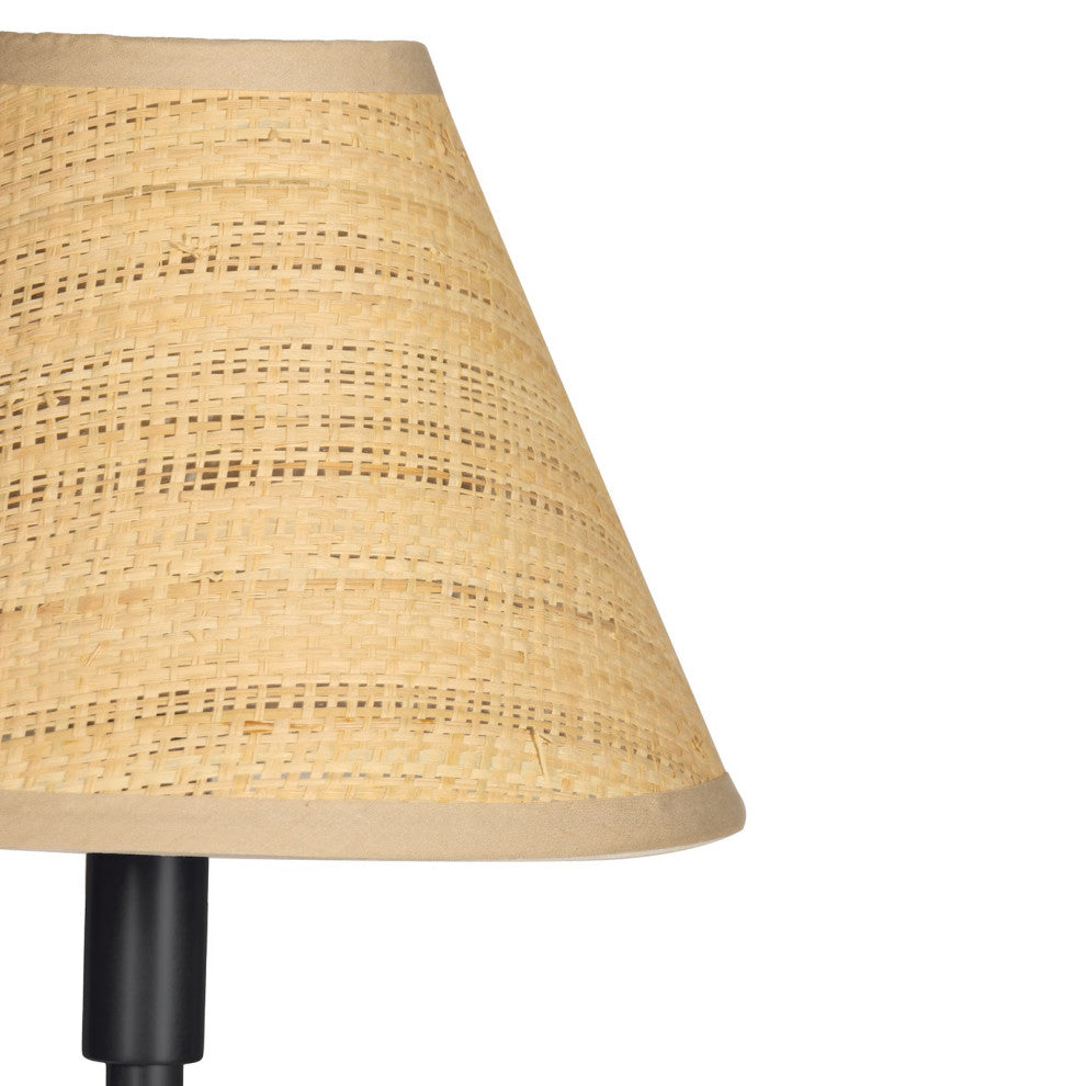 Polly Buffet Lamp, Blackened Brass With Rattan Shade