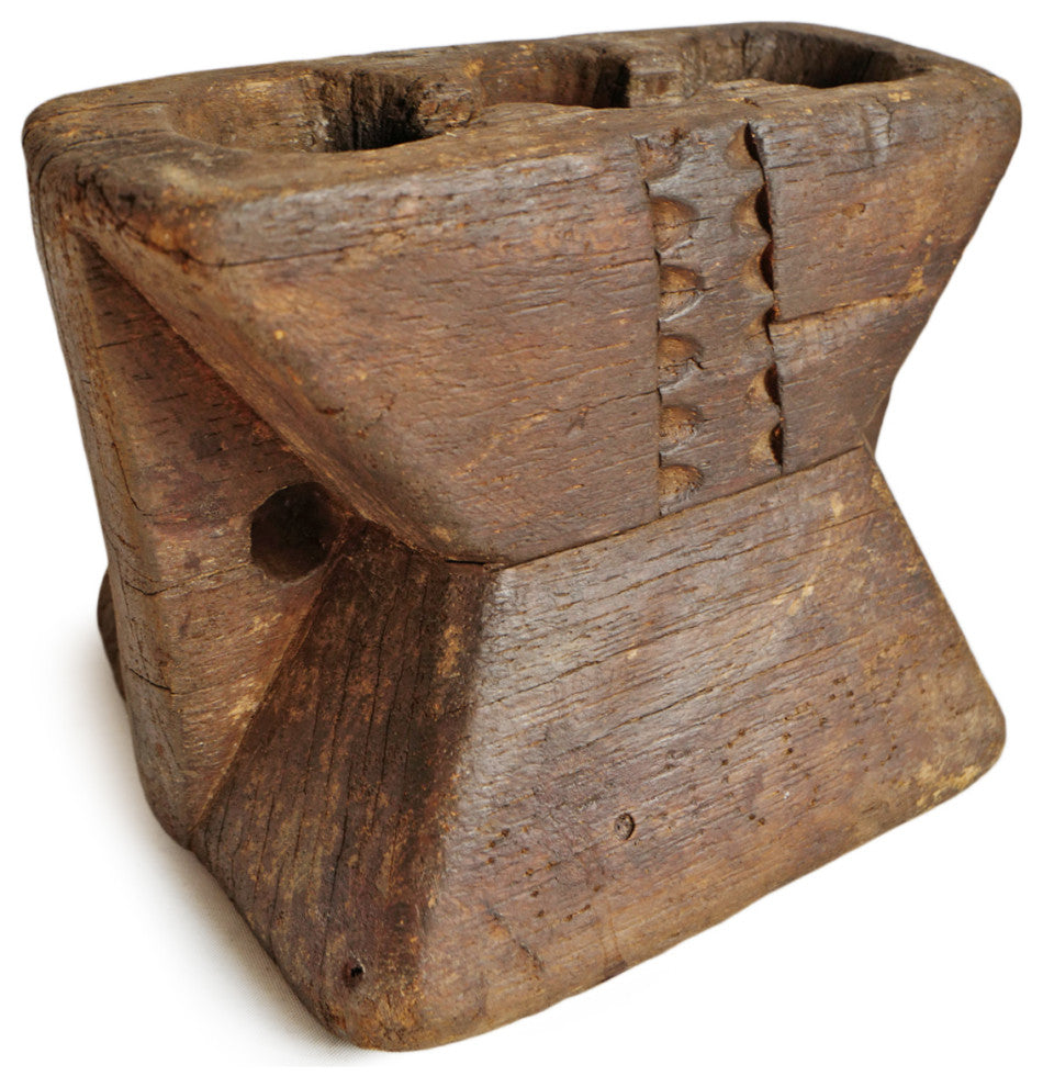 Consigned Rajasthan Village Wood Candle Stand 6