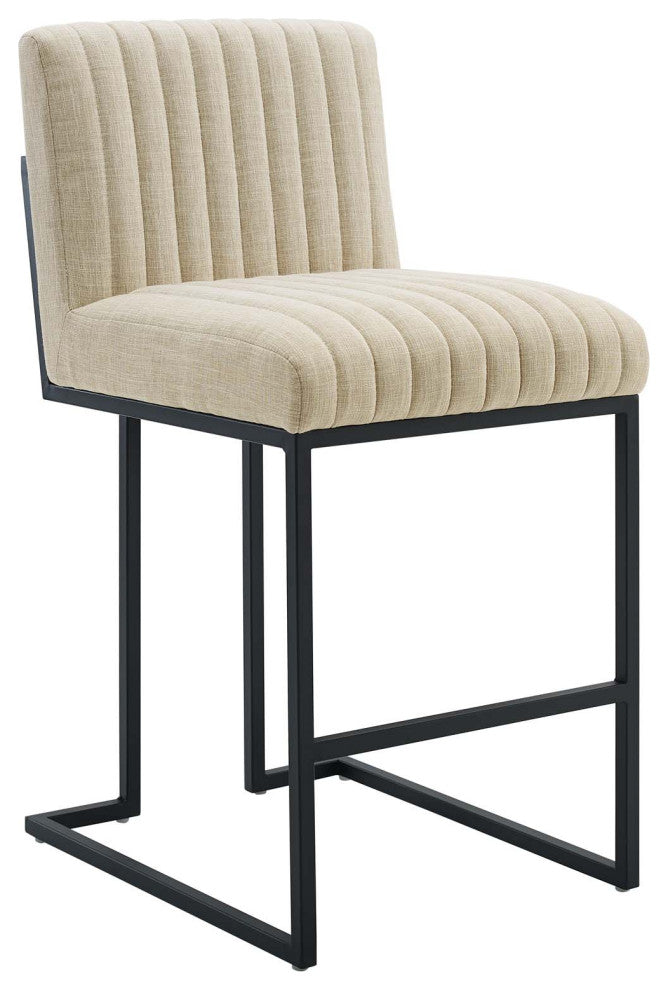 Indulge Channel Tufted Fabric Counter Stool-Beige