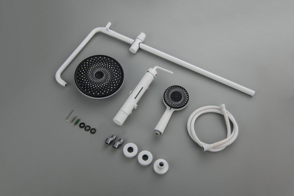 Trendy Design Multi-Function Complete Shower System With Rough-in Valve, Pure Wh