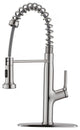 Single Handle Deck Mounted Spring Neck Kitchen Faucet with Pull out Sprayer, Bru