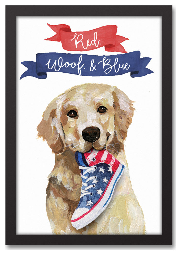 Red Woof and Blue Pup 13.73 x 19.73 Black Framed Canvas