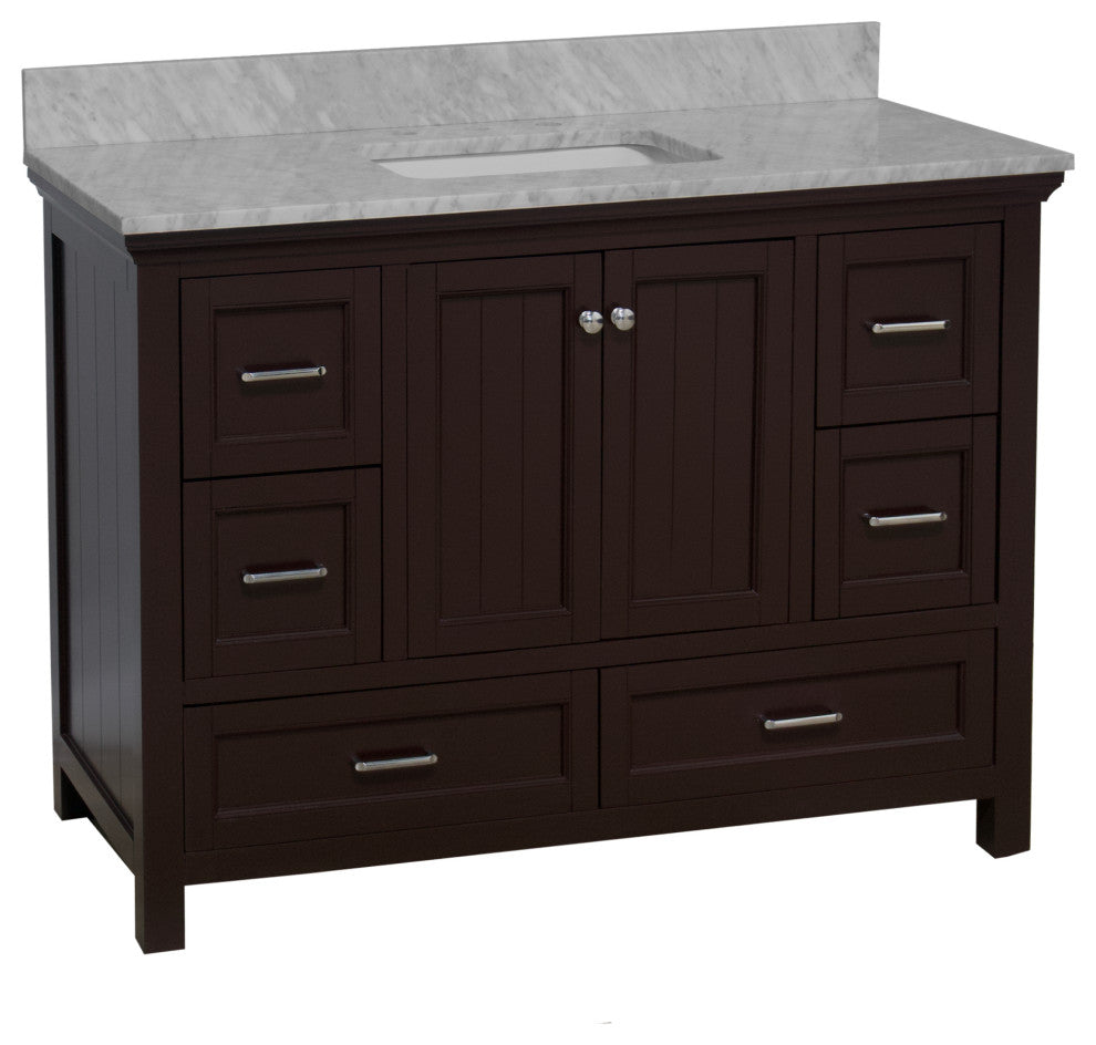 Paige 48" Bathroom Vanity, Chocolate, Carrara Marble
