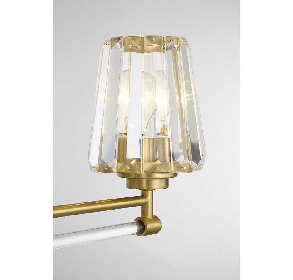 Garnet 3-Light Bathroom Vanity Light, Matte Black, Warm Brass