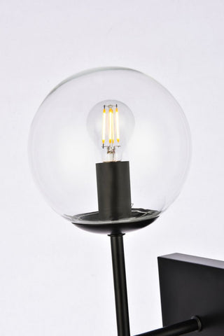 Noah 2-Light Black and Clear Glass Wall Sconce