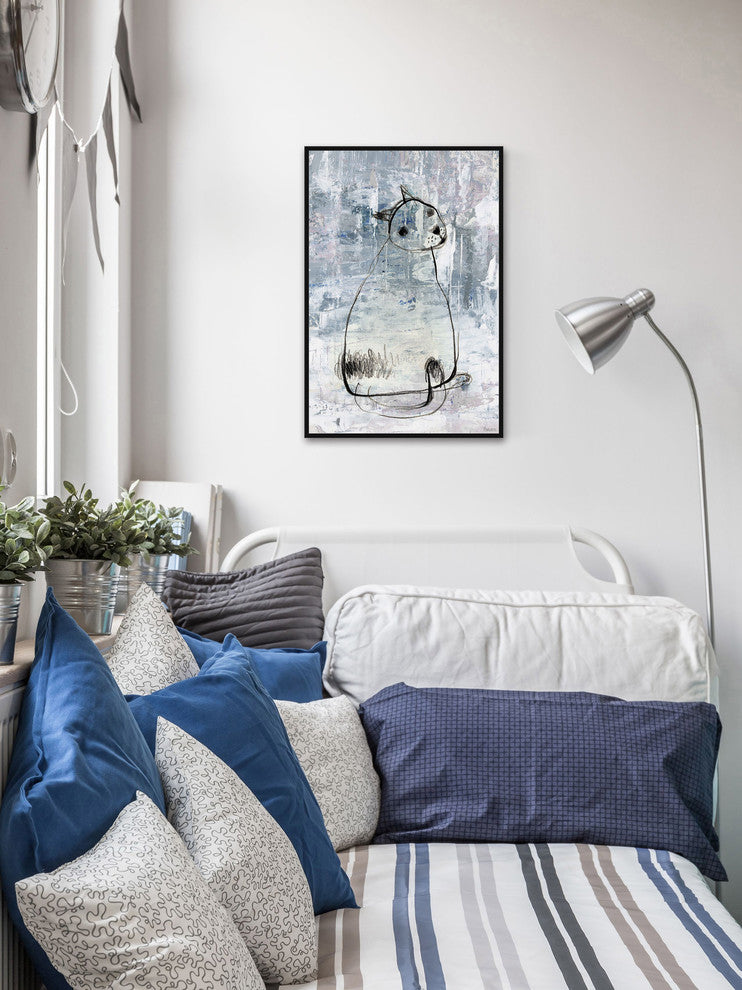 "Cat Outline" Floater Framed Painting Print on Canvas, 40"x60"