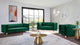 Michelle Fabric Upholstered Chair, Gold Iron Legs, Green, Velvet, Sofa