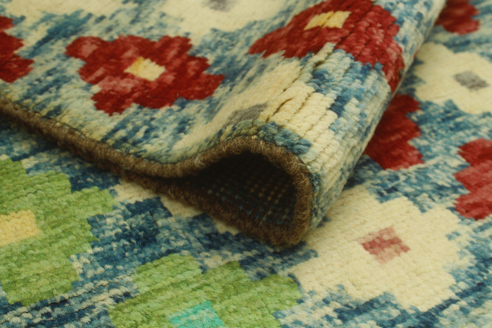 Balochi Zeba Blue/Red Rug, 5'2x6'7