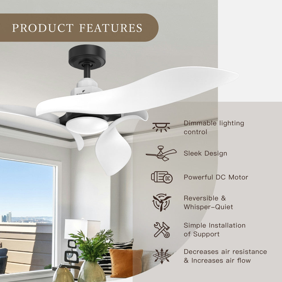 54 in. Indoor White Modern Ceiling Fan with Light