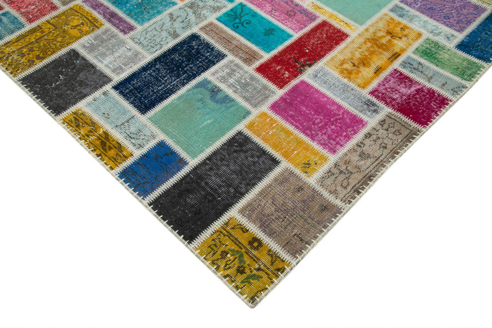 Rug N Carpet - Handwoven Anatolian 8' 6" x 9' 10" Wool Patchwork Area Rug
