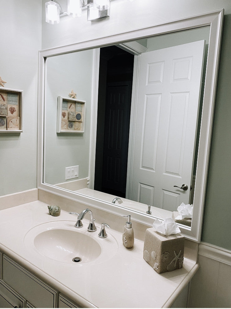 Morgan Framed Wall Mirror, White, 28"x54"