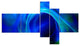 Circled Blue Psychedelic Texture, Abstract Art on Canvas, 60"x32", 5 panels