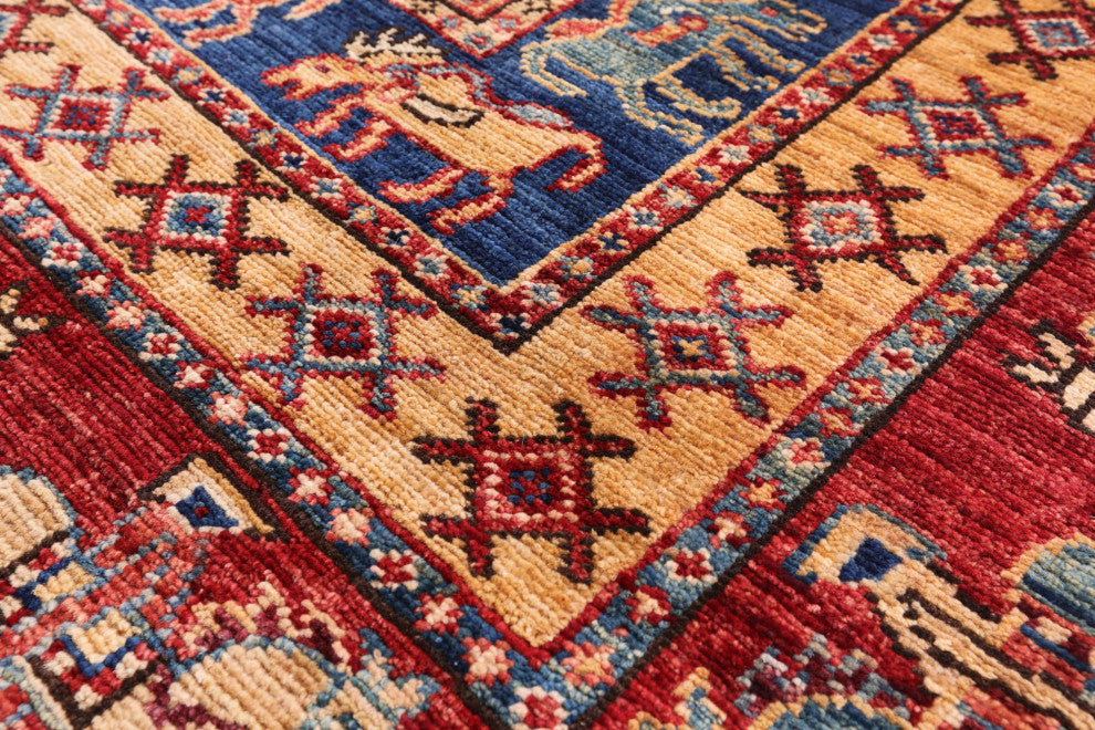 Handmade Antiqued Pazyryk Historical Design Wool Rug 5' 10" X 8' 8" Q10708