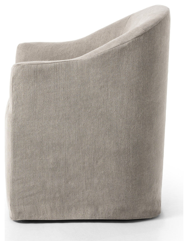 Cove Dining Chair With Casters Heather Twill Stone