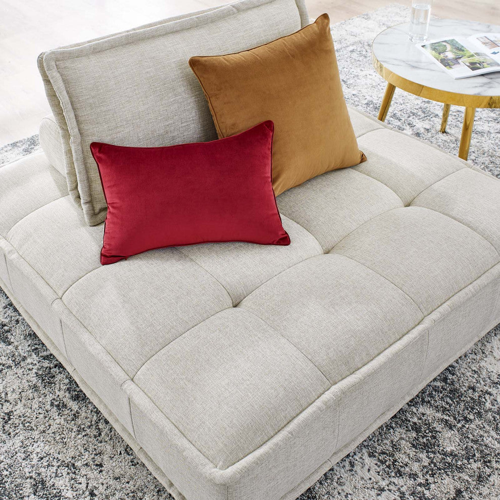 Tufted Accent Chair, Fabric, Beige, Modern, Living Lounge Hotel Hospitality