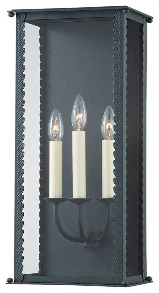 Zuma 3 Light Large Exterior Wall Scone, Verdigris