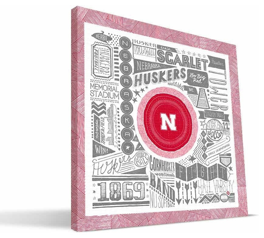NB Cornhuskers Pictograph Canvas Print, 16"x16"