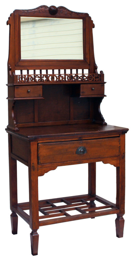 Chinese Oriental Vintage Wash Basin Make Up Vanity Table Chest Hcs5867