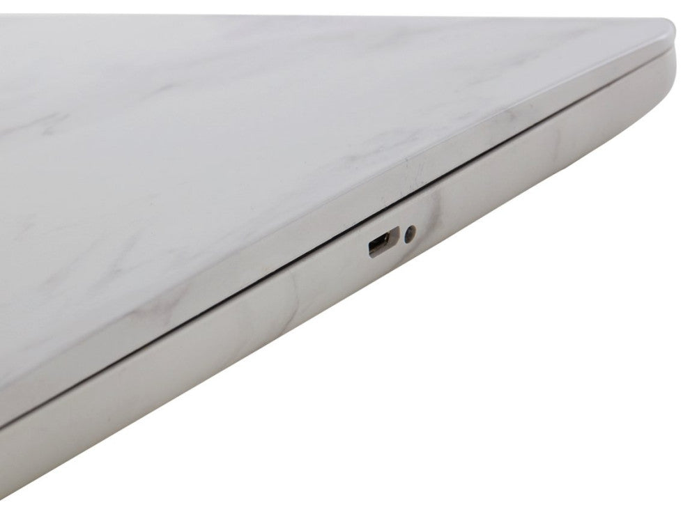 Touch Pad 2.0 Rechargeable LED Makeup Mirror with Flip Cover, White Marble