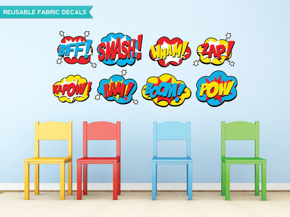 Superheroes Fabric Wall Decals, Size Small