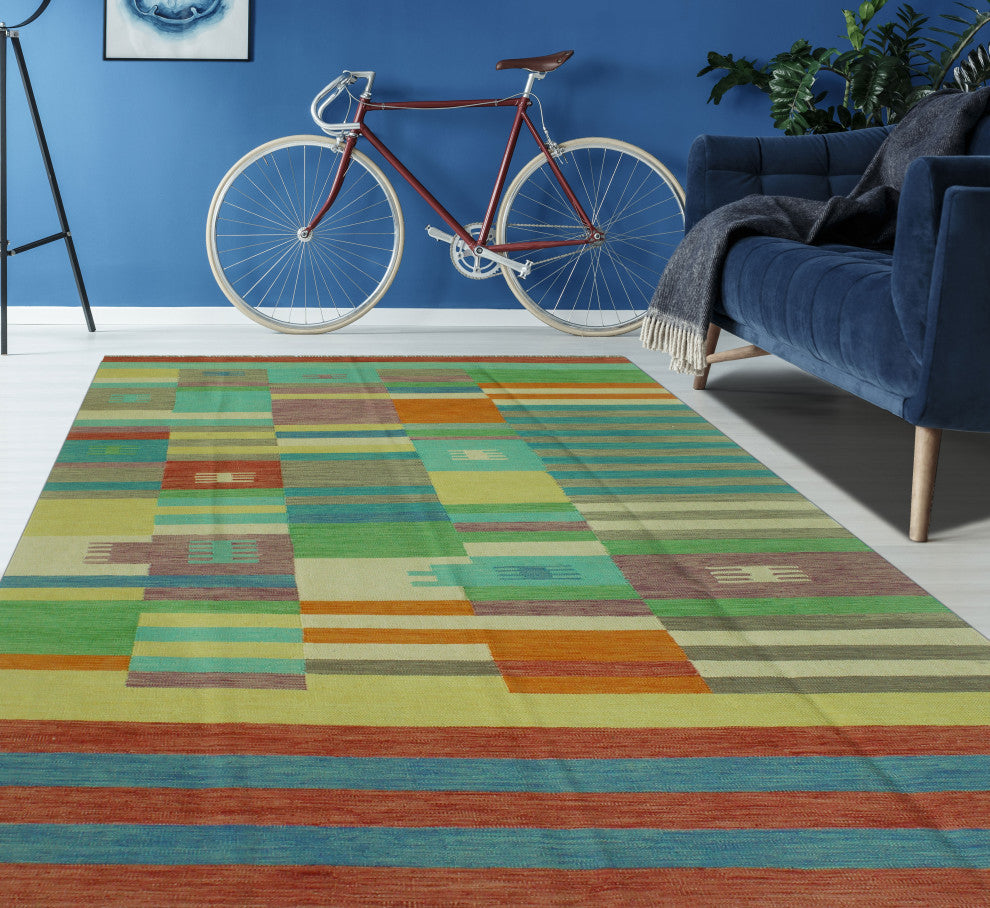 Winchester Kilim Siobhan Rust/Blue Rug, 6'6x9'8