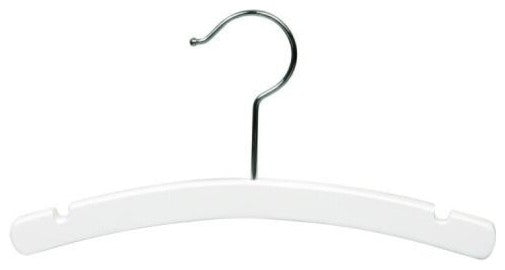 White Wooden Baby Hanger 10", Set of 25
