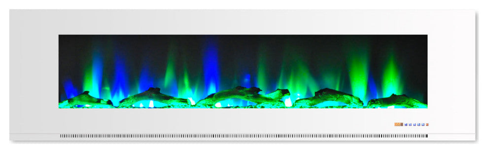 72" Wall-Mount Electric Fireplace, White