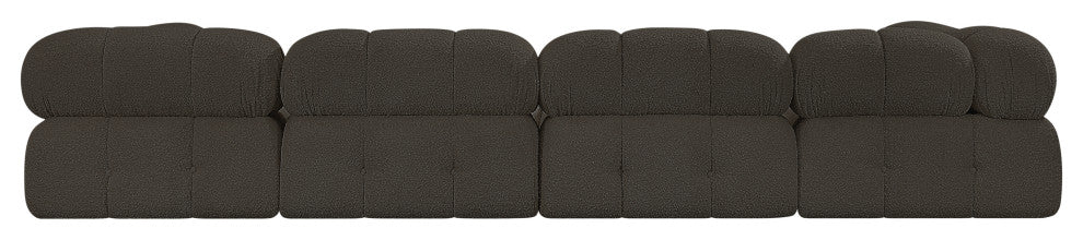Ames Boucle Fabric L-Shaped Modular Sectional, Brown, 5-Piece: 2 Armless Chair, 2 Corner Chair, 1 Ottoman