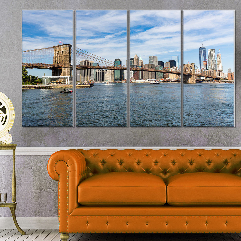 "Summer Day Brooklyn Bridge" Canvas Print, 4 Panels