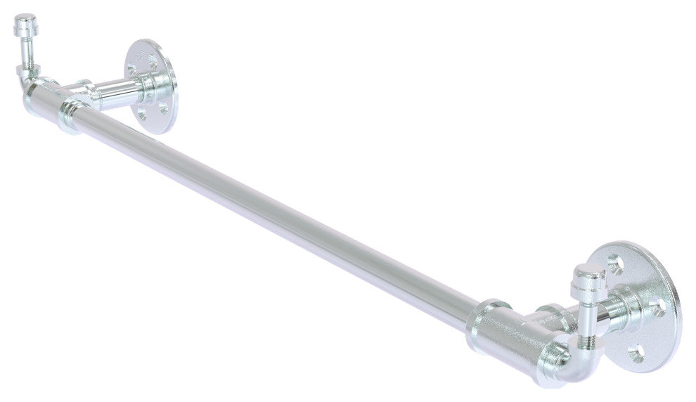 Pipeline Towel Bar with Integrated Hooks, Polished Chrome, 24 Inch