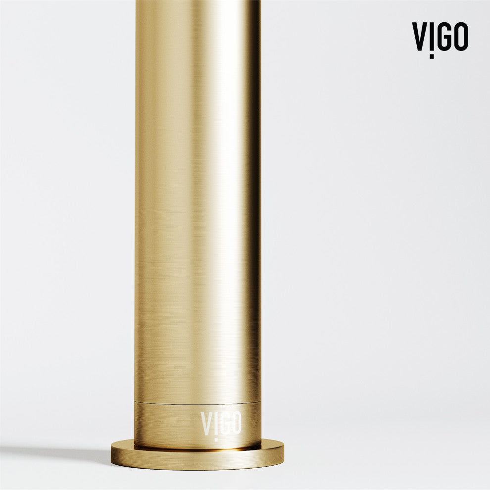 VIGO Cass 12" H Single Handle Single Hole Bathroom Vessel Faucet, Matte Brushed Gold