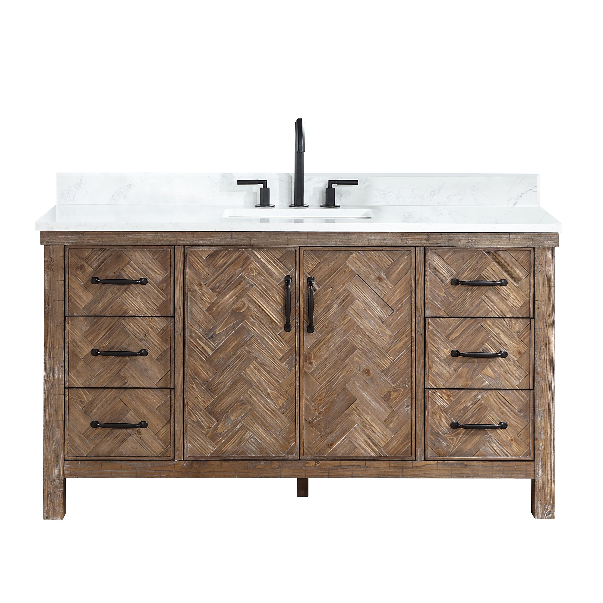 Javier Bath Vanity, Composite Stone Top, Antique Gray, 60", Single Vanity, No Mirror