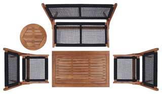 Safavieh Kobina 5 Piece Outdoor Living Set, Natural/Black Rope