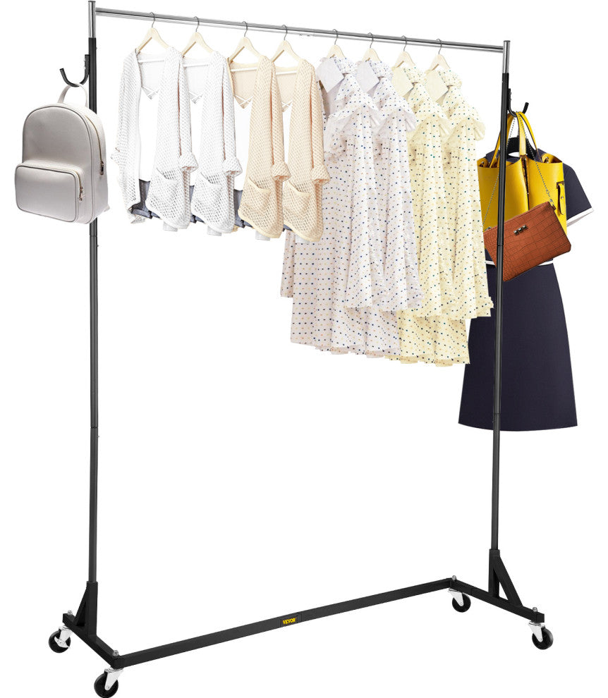 Z Rack Adjustable Height Rolling Garment Rack, Black, 23.62x62.99x70.87 in