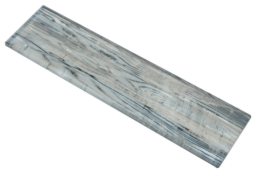 Sonnagh 3"x12" Laminated Glass Mosaic Wall Tile, Wood Grain, Box of 40