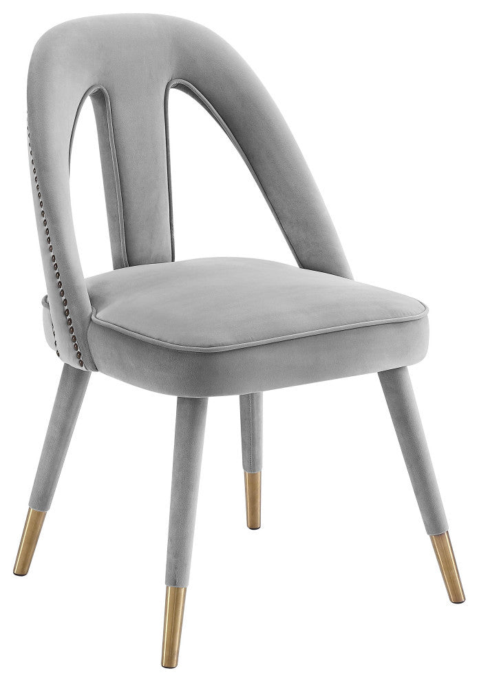Petra Light Grey Velvet Side Chair