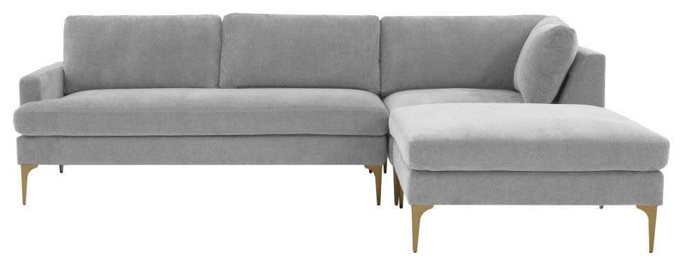 Serena Gray Velvet Right Arm Facing Chaise Sectional